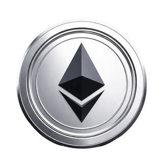 Graphic element showing a floating Ethereum ETH cryptocurrency coin