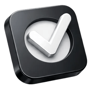 3D approval icon with checkmark on Monarch Yielode about page